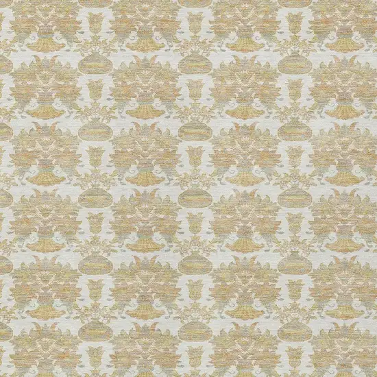 Ivory And Wheat Floral Washable Indoor Outdoor Area Rug Photo 5