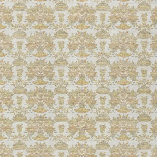 Ivory And Wheat Floral Washable Indoor Outdoor Area Rug Photo 3