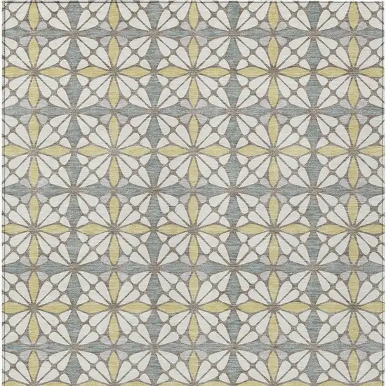 Ivory And Wheat Geometric Washable Indoor Outdoor Area Rug Photo 3