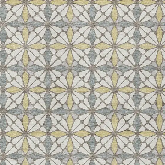 Ivory And Wheat Geometric Washable Indoor Outdoor Area Rug Photo 2
