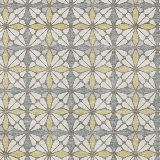 Ivory And Wheat Geometric Washable Indoor Outdoor Area Rug Photo 2