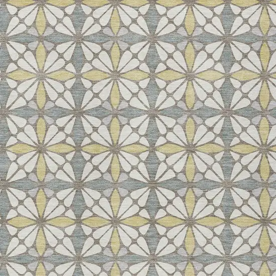 Ivory And Wheat Geometric Washable Indoor Outdoor Area Rug Photo 2