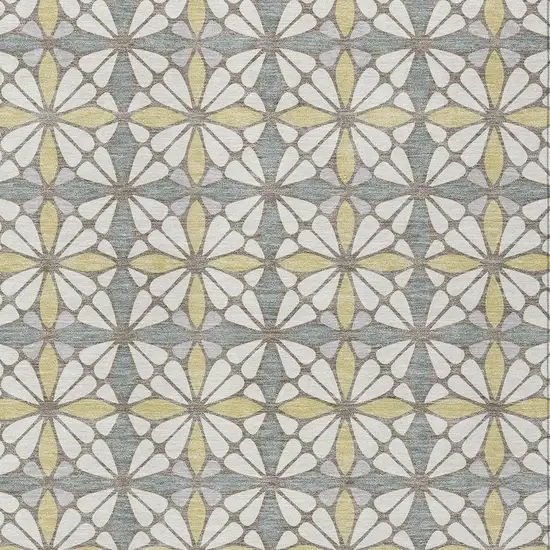 Ivory And Wheat Geometric Washable Indoor Outdoor Area Rug Photo 2