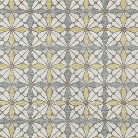 Ivory And Wheat Geometric Washable Indoor Outdoor Area Rug Photo 2