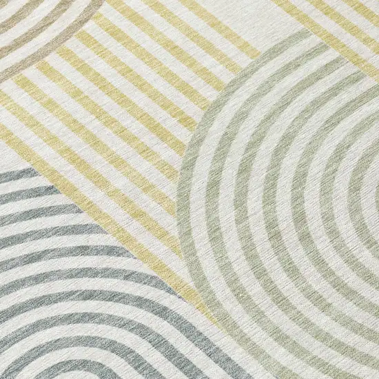 Ivory And Wheat Geometric Washable Indoor Outdoor Area Rug Photo 6