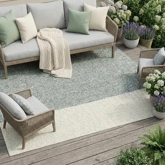 Ivory And Wheat Geometric Washable Indoor Outdoor Area Rug Photo 1