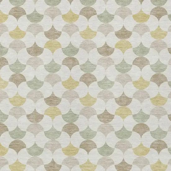 Ivory And Wheat Geometric Washable Indoor Outdoor Area Rug Photo 3