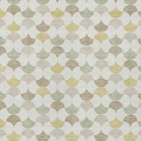 Ivory And Wheat Geometric Washable Indoor Outdoor Area Rug Photo 3
