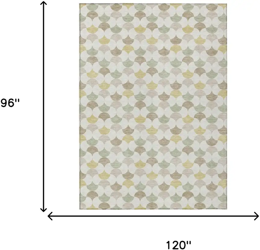 Ivory And Wheat Geometric Washable Indoor Outdoor Area Rug Photo 7