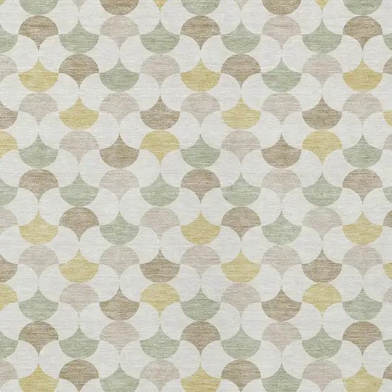 Ivory And Wheat Geometric Washable Indoor Outdoor Area Rug Photo 3