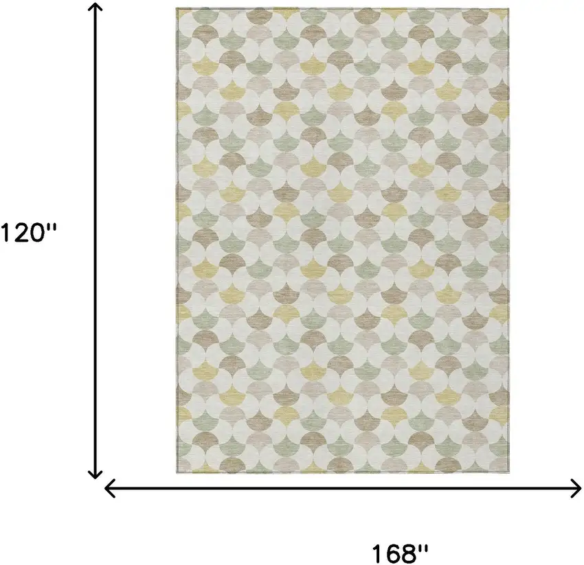 Ivory And Wheat Geometric Washable Indoor Outdoor Area Rug Photo 7