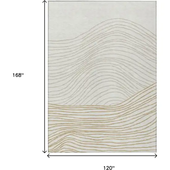 Ivory And Wheat Striped Washable Indoor Outdoor Area Rug Photo 3