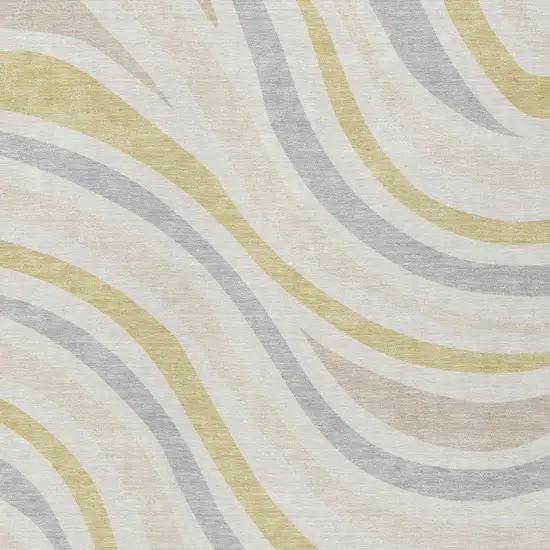 Ivory And Wheat Striped Washable Indoor Outdoor Area Rug Photo 3