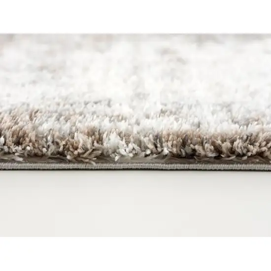Ivory And White Abstract Area Rug Photo 4