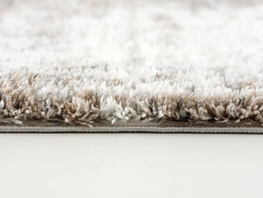 Ivory And White Abstract Area Rug Photo 4