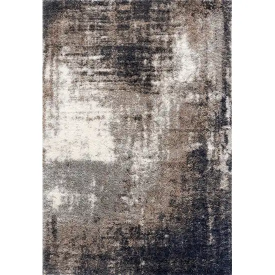 Ivory And White Abstract Area Rug Photo 2