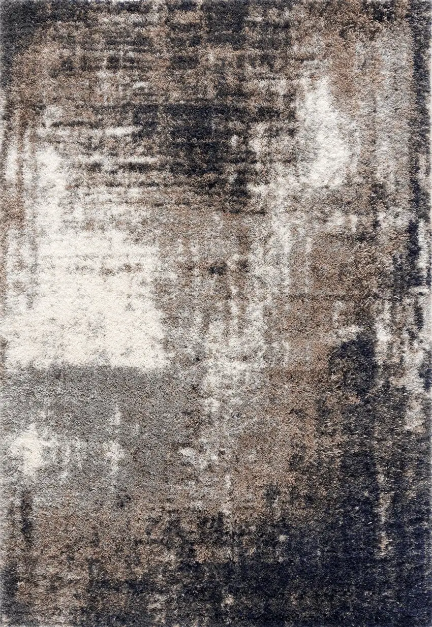 Ivory And White Abstract Area Rug Photo 2