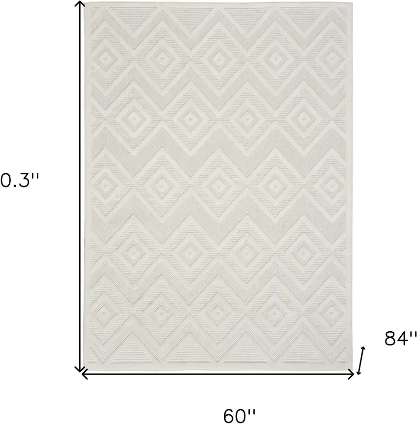Ivory And White Argyle Indoor Outdoor Area Rug Photo 5