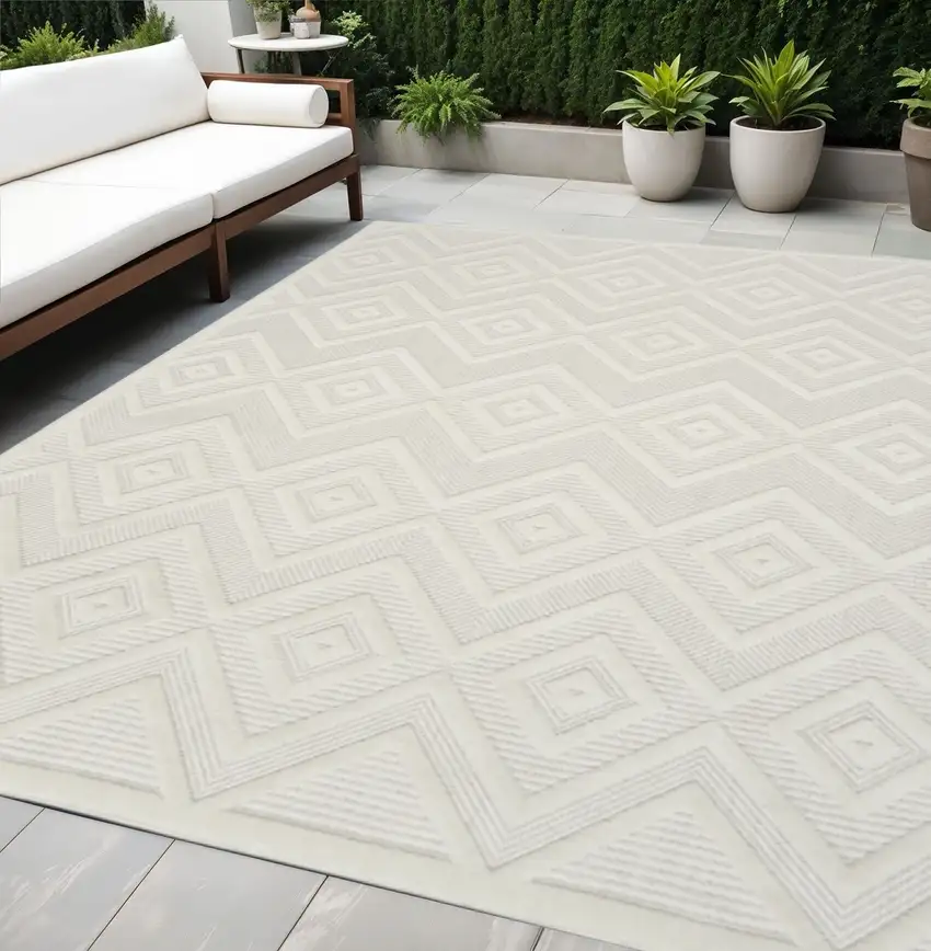 Ivory Indoor Outdoor Area Rug Photo 1