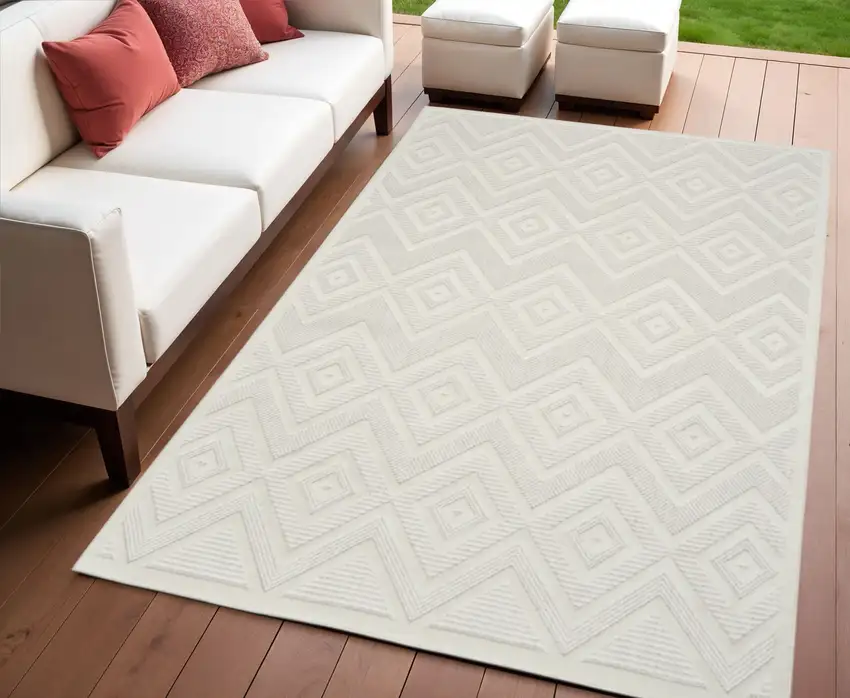 Ivory Indoor Outdoor Area Rug Photo 2