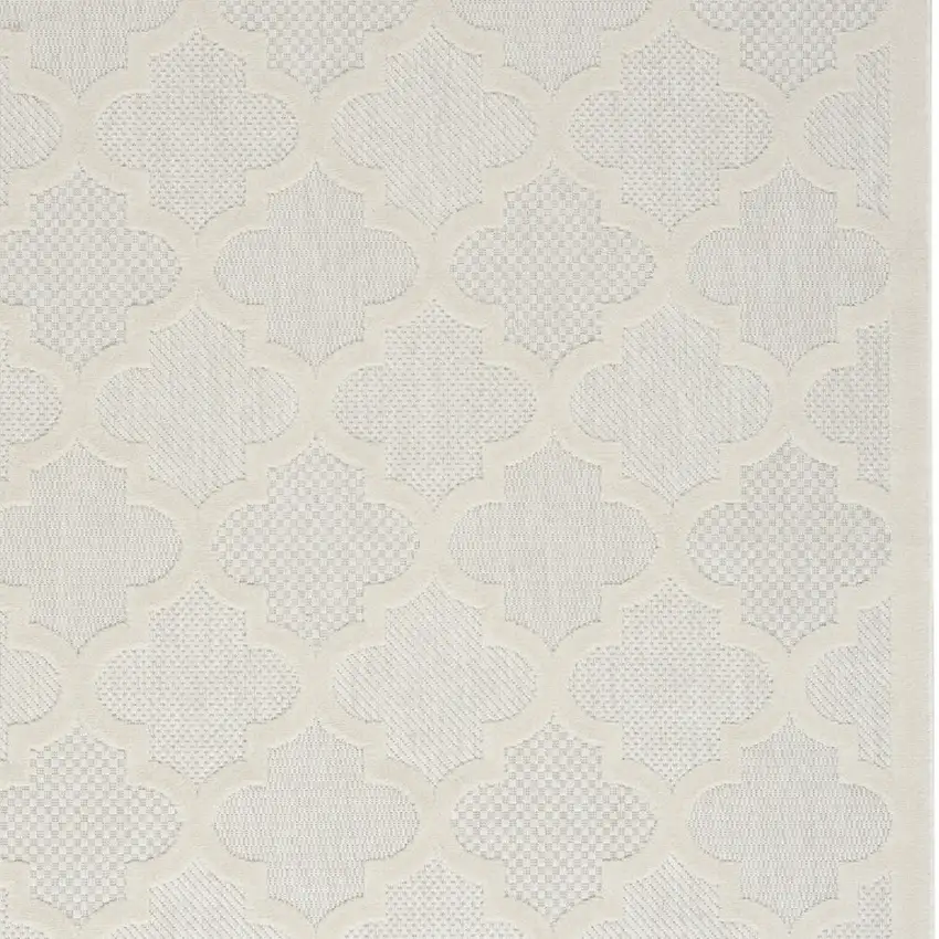 Ivory And White Ikat Indoor Outdoor Area Rug Photo 3