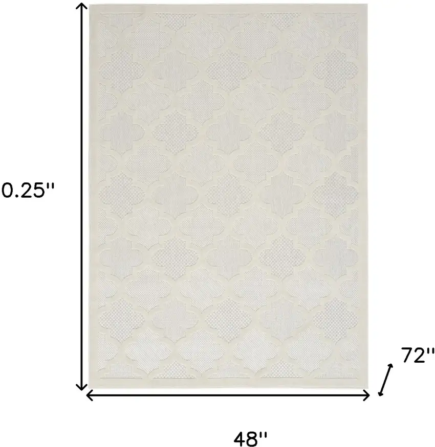 Ivory And White Ikat Indoor Outdoor Area Rug Photo 5