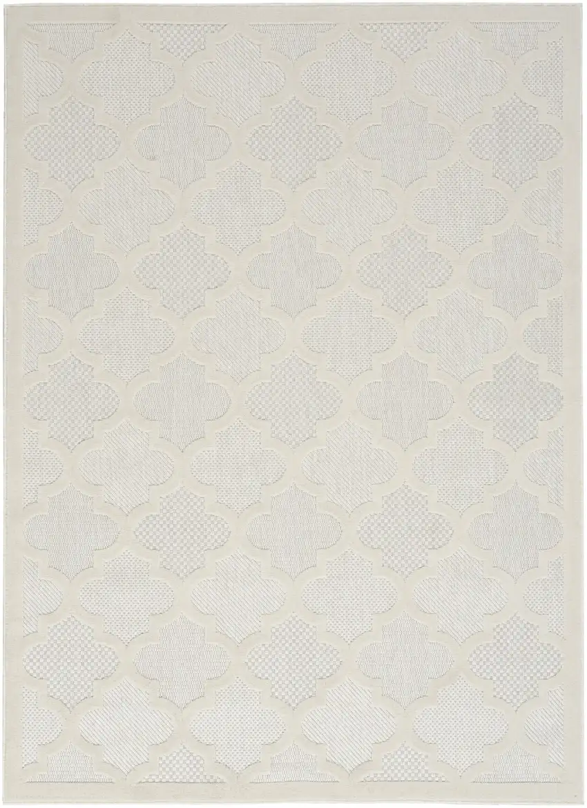 Ivory And White Ikat Indoor Outdoor Area Rug Photo 1