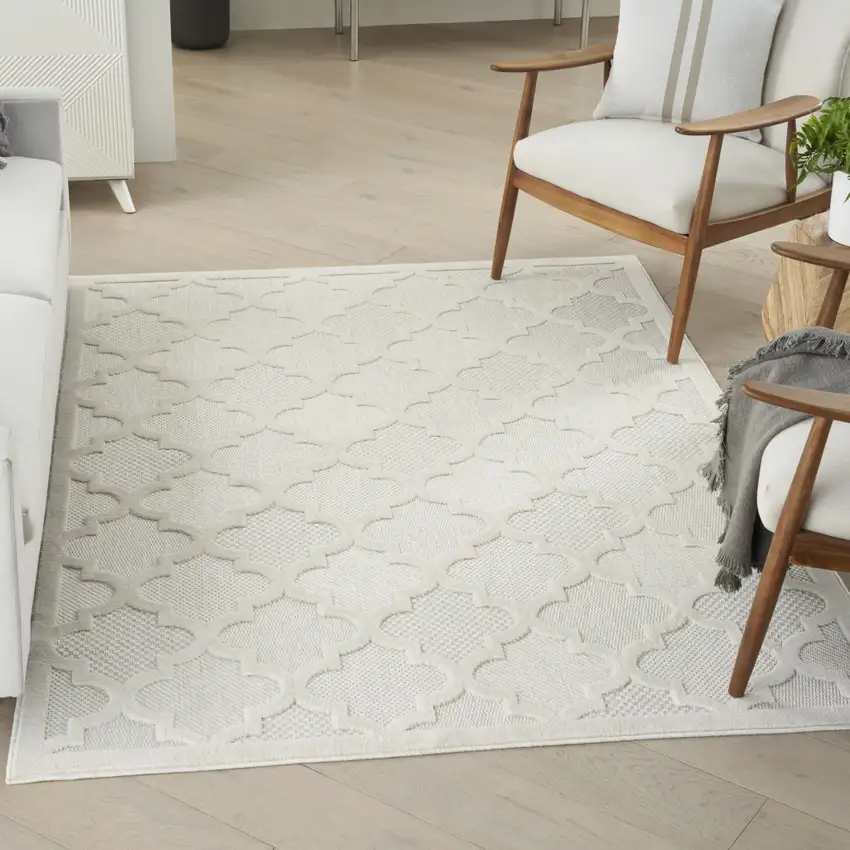 Ivory Indoor Outdoor Area Rug Photo 7