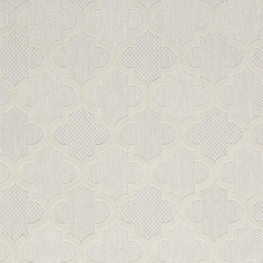 Ivory And White Ikat Indoor Outdoor Area Rug Photo 3