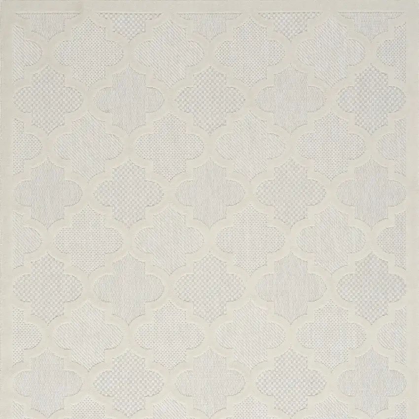 Ivory And White Ikat Indoor Outdoor Area Rug Photo 4