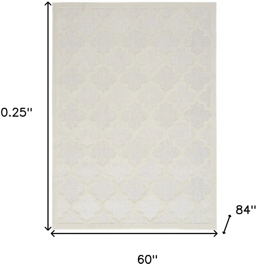 Ivory And White Ikat Indoor Outdoor Area Rug Photo 5