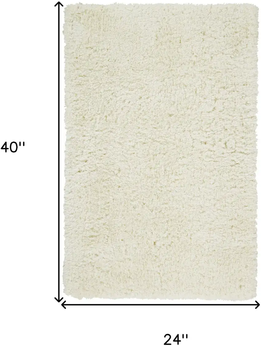Ivory And White Shag Tufted Handmade Stain Resistant Area Rug Photo 7