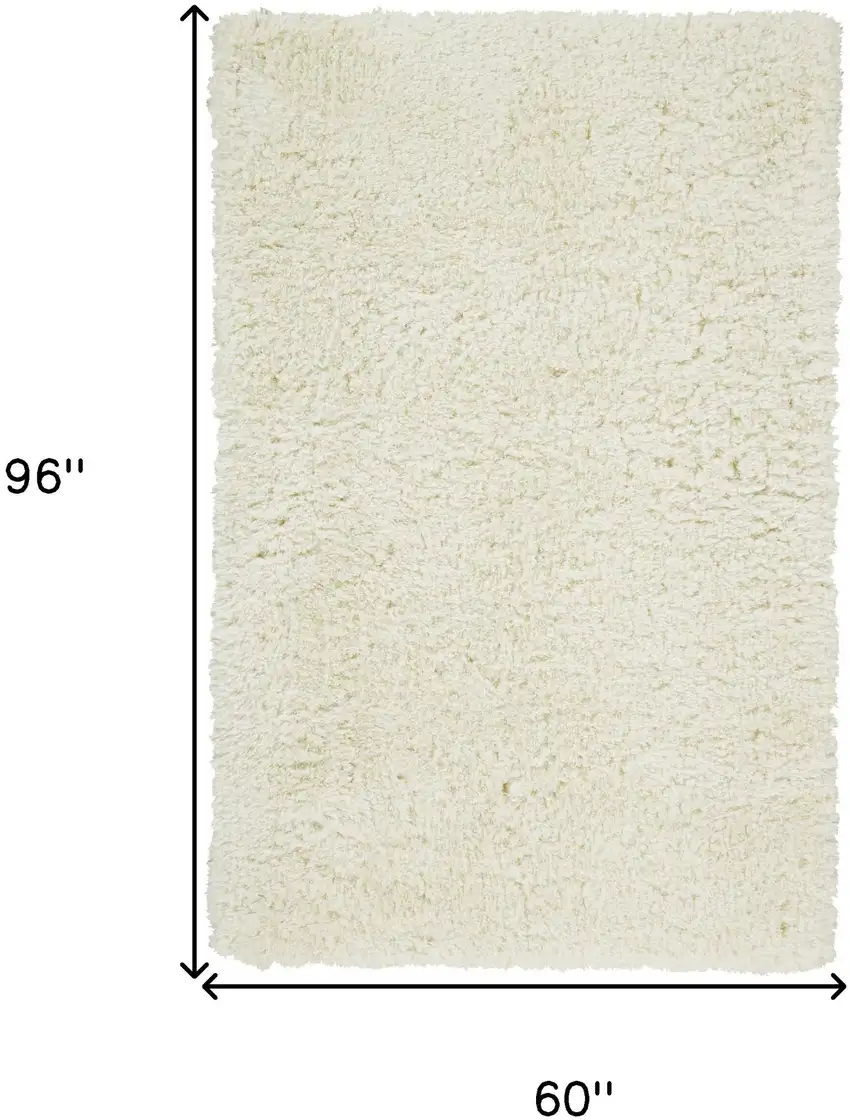 Ivory And White Shag Tufted Handmade Stain Resistant Area Rug Photo 7
