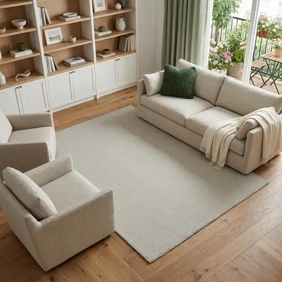 Ivory And White Wool Hand Tufted Area Rug Photo 1