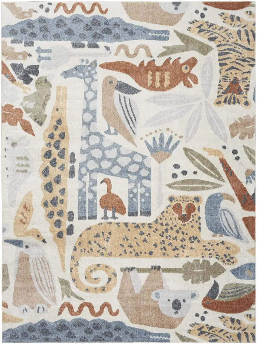 Ivory Animal Print Area Rug Photo 6