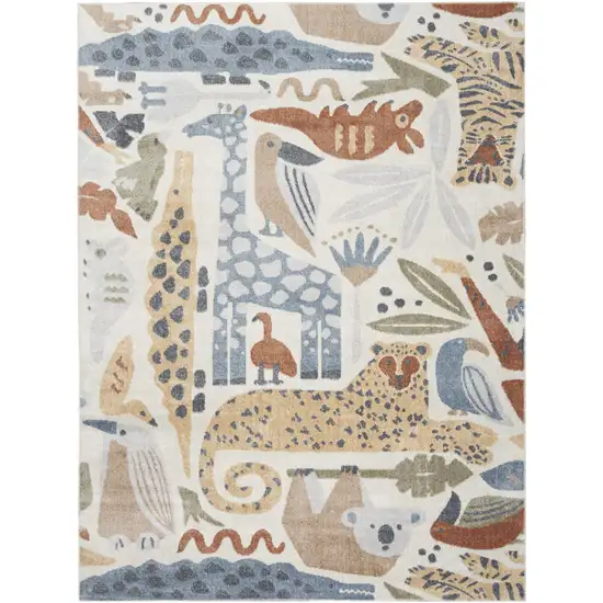 Ivory Animal Print Area Rug Photo 6