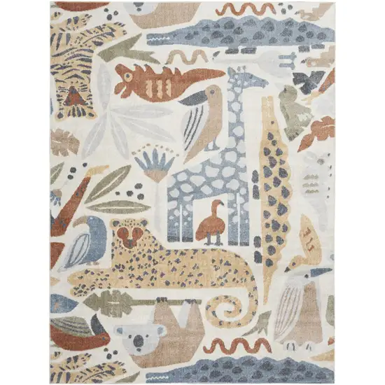Ivory Animal Print Area Rug Photo 9