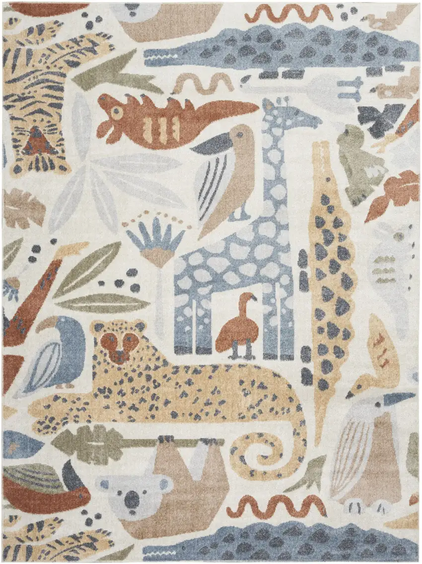 Ivory Animal Print Area Rug Photo 9