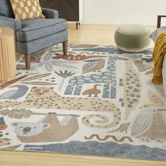 Ivory Animal Print Area Rug Photo 4