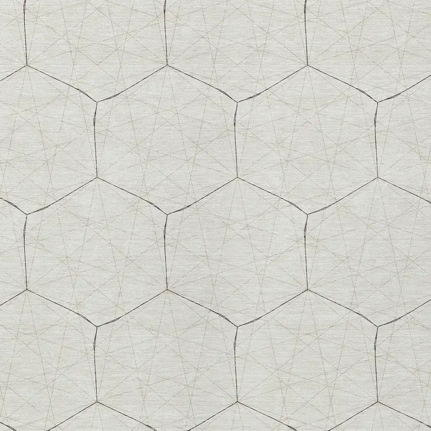 Ivory Beige And Black Geometric Washable Indoor Outdoor Area Rug Photo 5