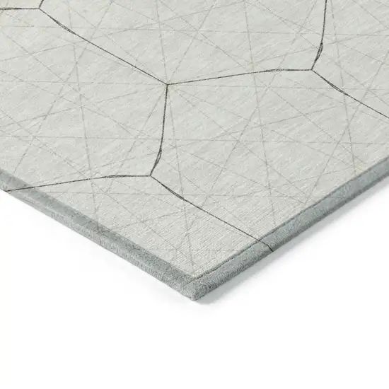 Ivory Beige And Black Geometric Washable Indoor Outdoor Area Rug Photo 4