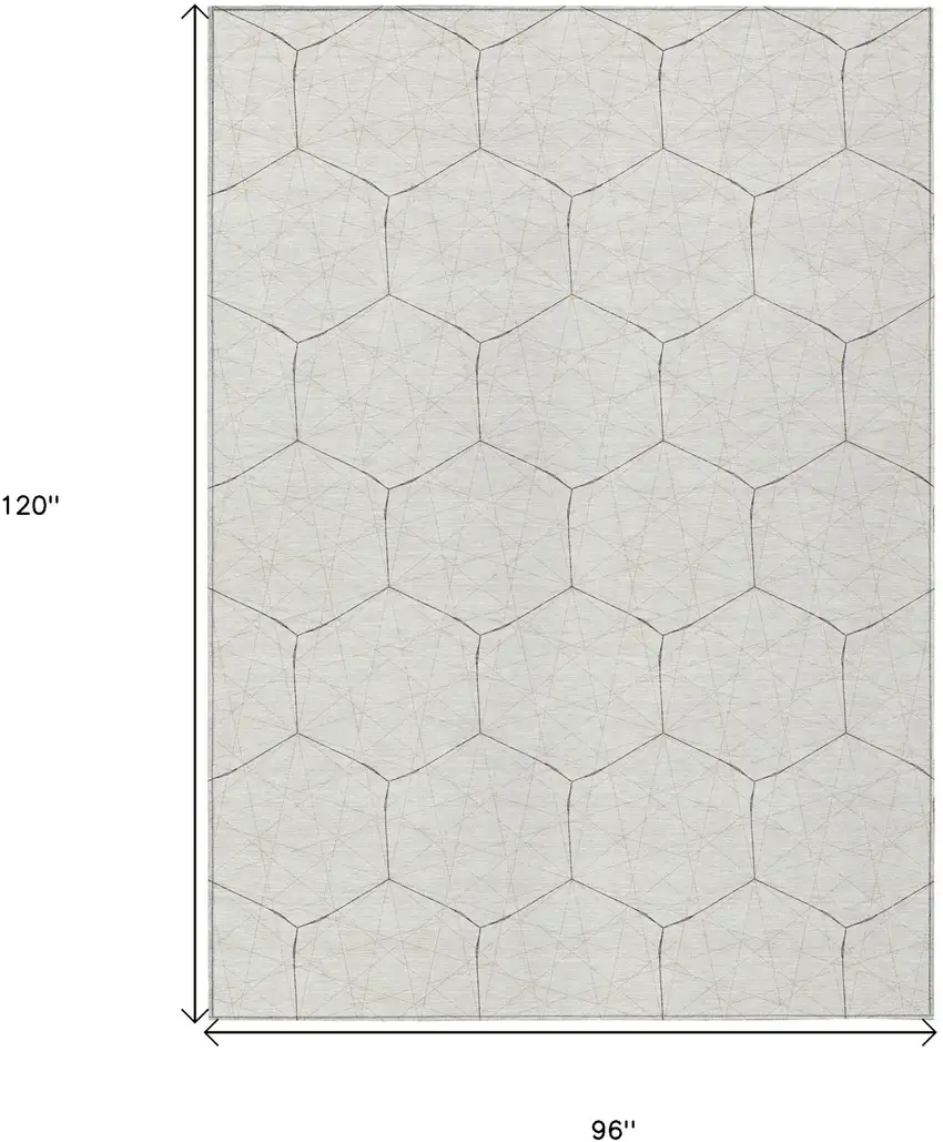 Ivory Beige And Black Geometric Washable Indoor Outdoor Area Rug Photo 3