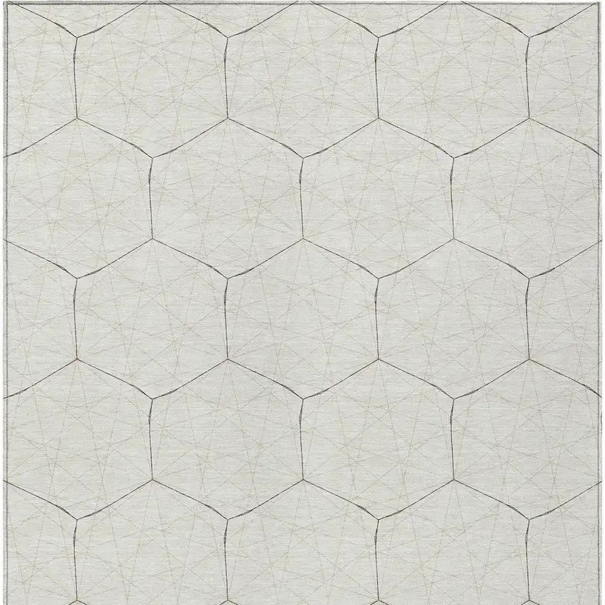 Ivory Beige And Black Geometric Washable Indoor Outdoor Area Rug Photo 5