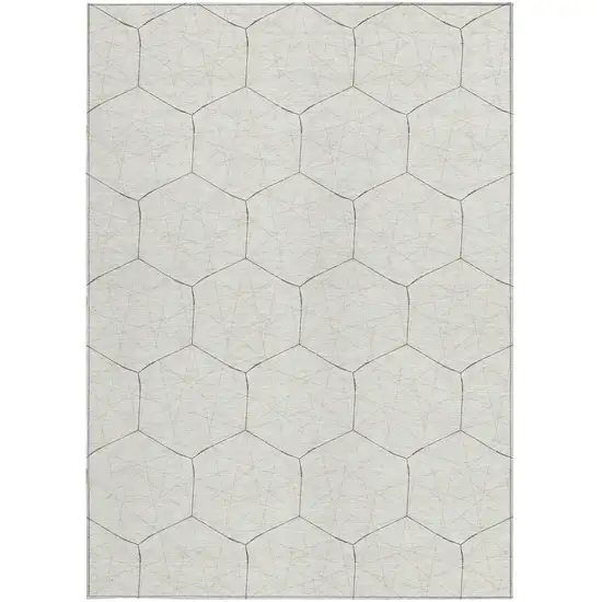 Ivory Beige And Black Geometric Washable Indoor Outdoor Area Rug Photo 6
