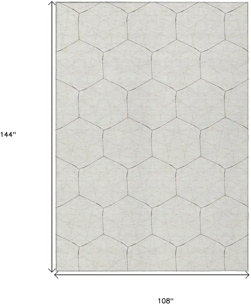 Ivory Beige And Black Geometric Washable Indoor Outdoor Area Rug Photo 3