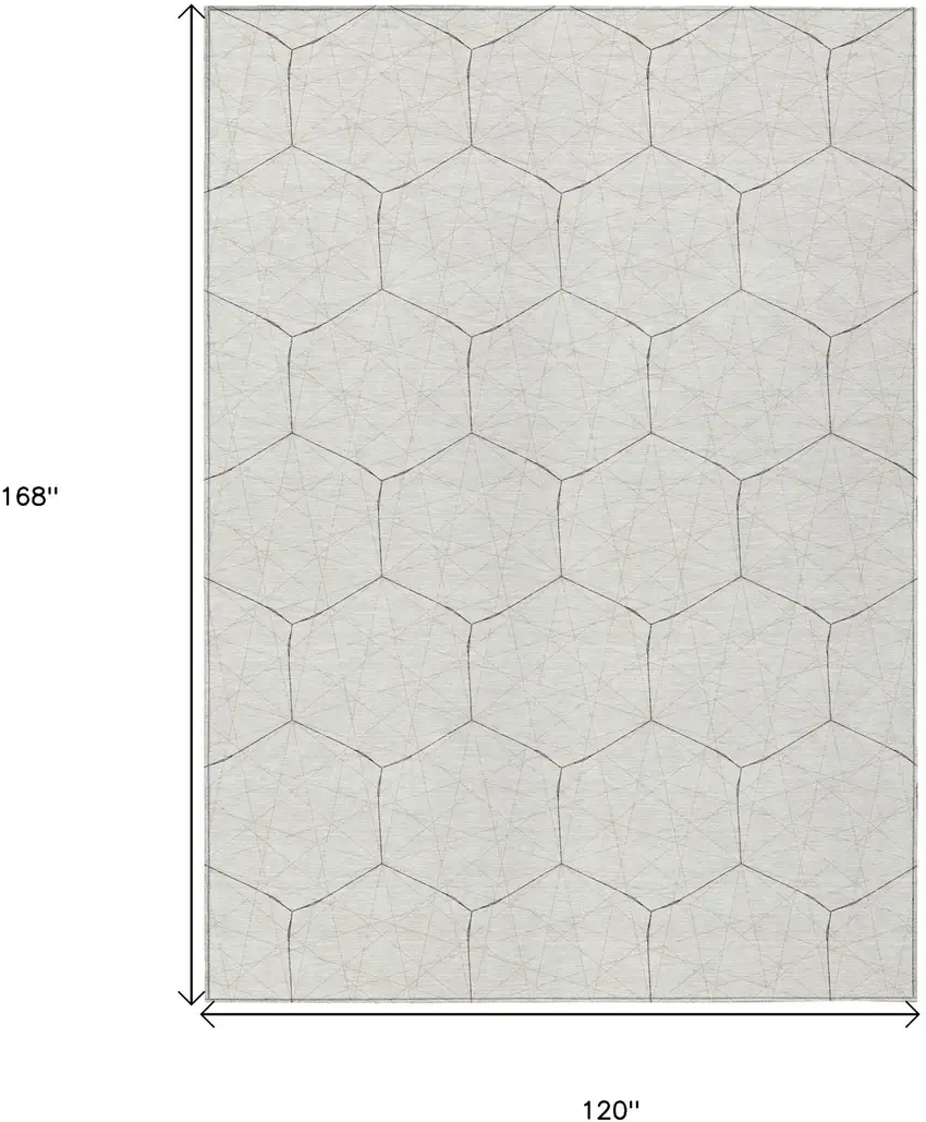 Ivory Beige And Black Geometric Washable Indoor Outdoor Area Rug Photo 3