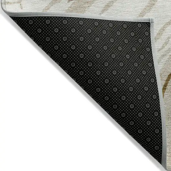 Ivory Beige And Brown Abstract Washable Indoor Outdoor Area Rug Photo 4