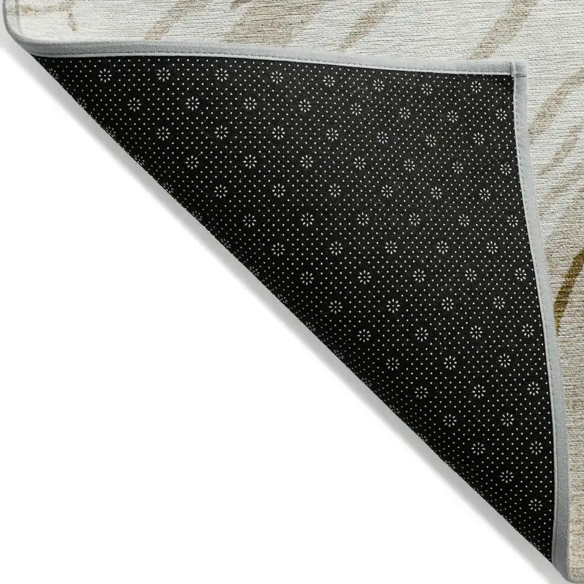 Ivory Beige And Brown Abstract Washable Indoor Outdoor Area Rug Photo 4