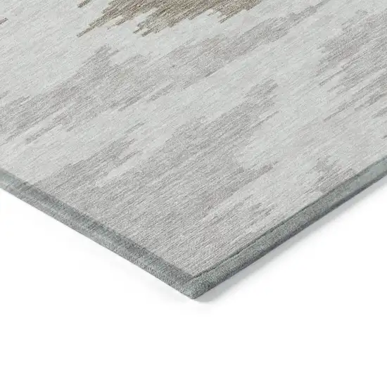 Ivory Beige And Brown Abstract Washable Indoor Outdoor Area Rug Photo 4