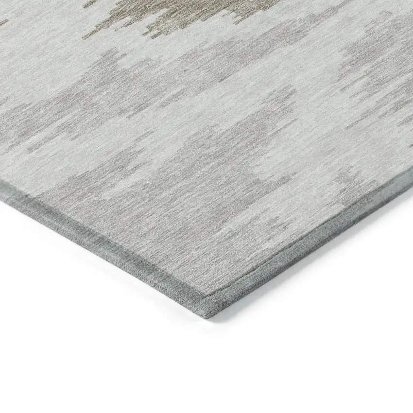 Ivory Beige And Brown Abstract Washable Indoor Outdoor Area Rug Photo 4
